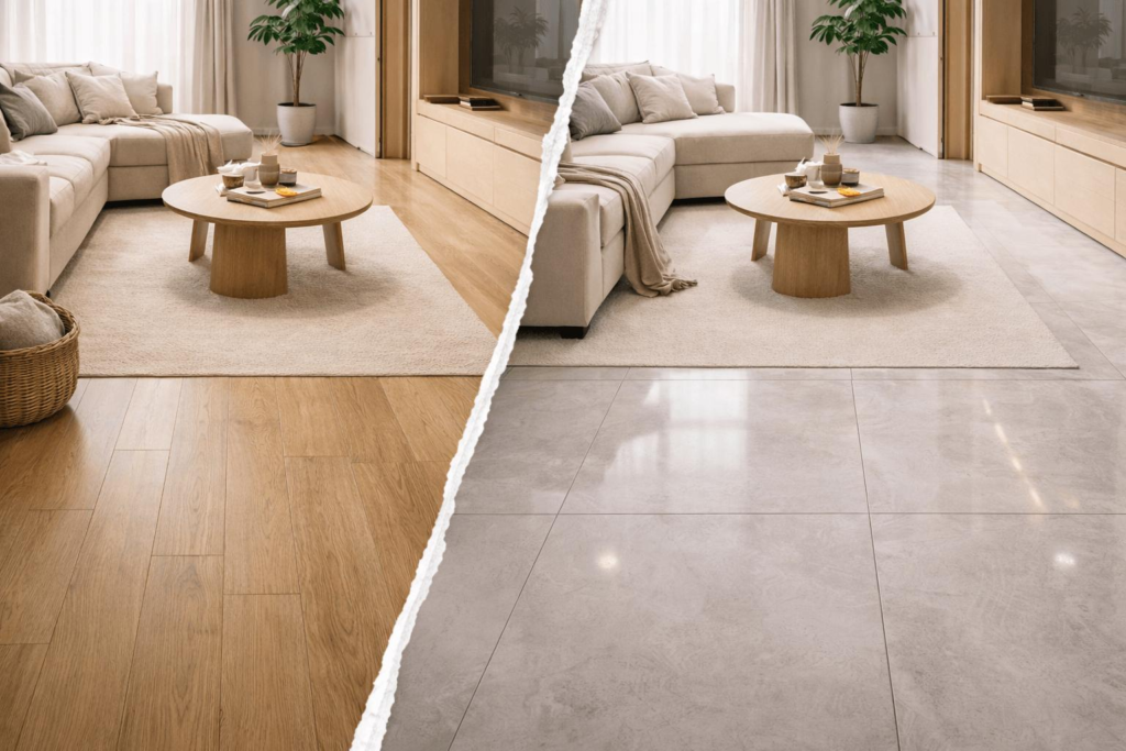 wooden flooring v/s tiles
